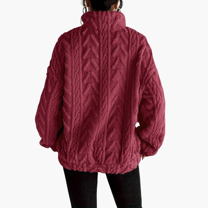 Cable Knit Half-Zip Fleece Sweatshirt - Cosy Fit for Women -  Made By Riley