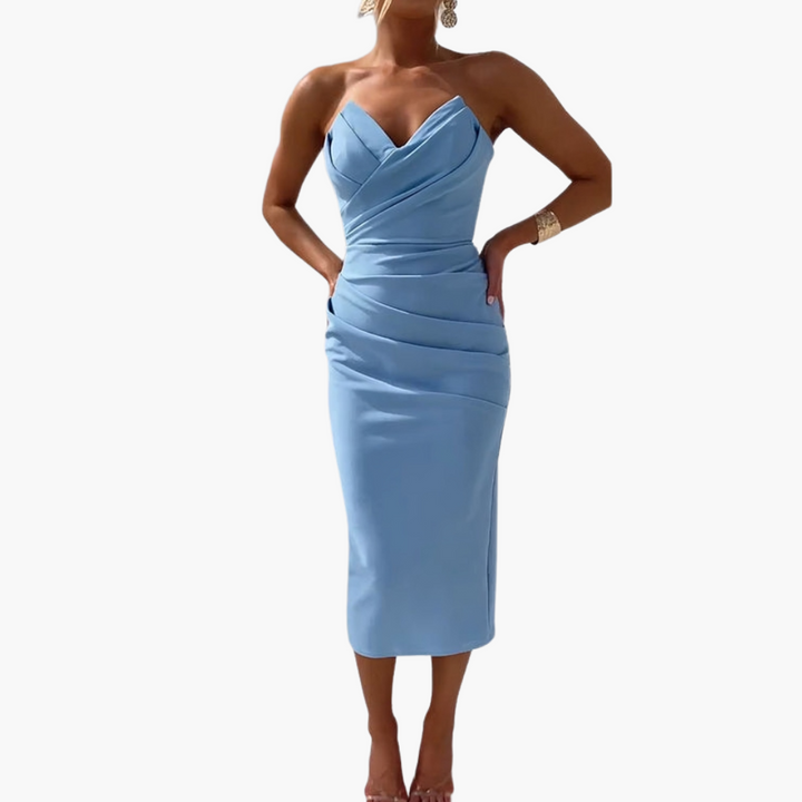 Women’s Flowing Dress with Ruffle Hem and Elegant Silhouette