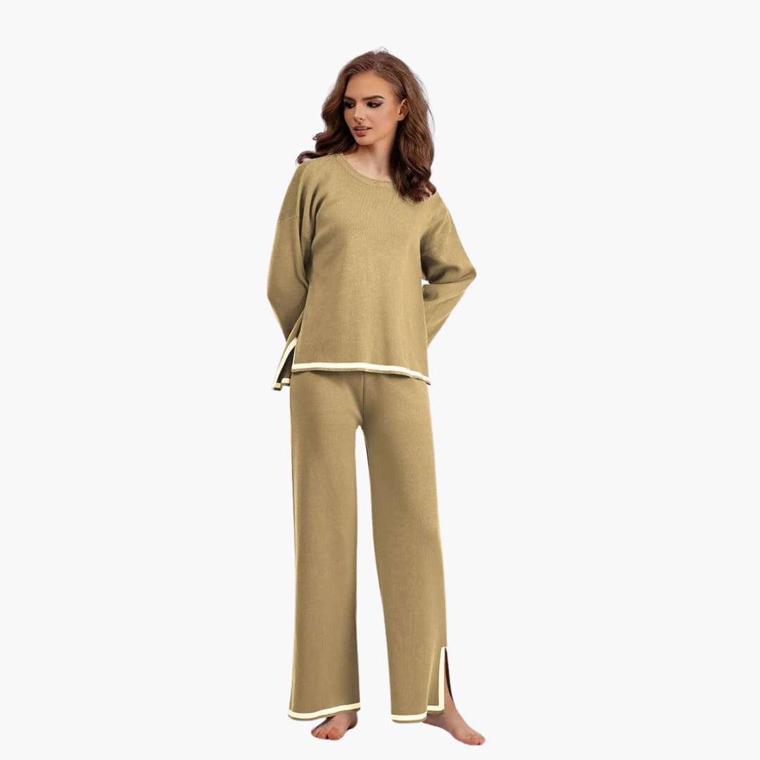 Women’s Two-Piece Set with Long-Sleeve Top and Matching Pants