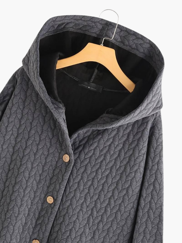 Women’s Hooded Winter Coat with Button-Up Front and Long Length