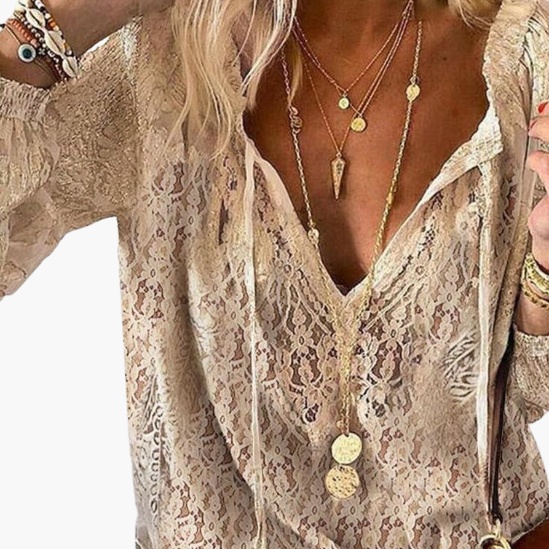 Boho Blouse for Women - Elegant Slit Neckline & Airy Style -  Made By Riley