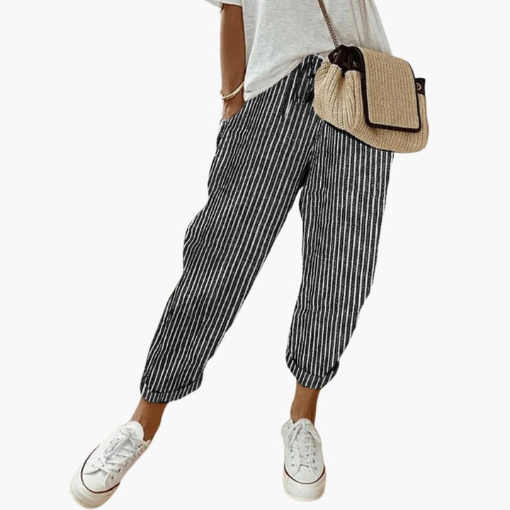 Women’s summer Pants with drawstring waist and cuffed hems
