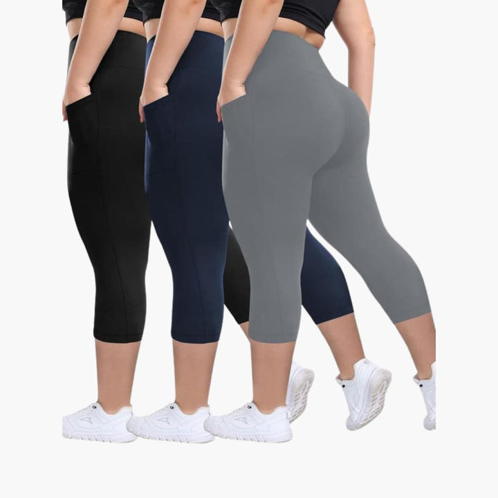 Women’s Capri Leggings with High-Waisted Design and Side Pockets