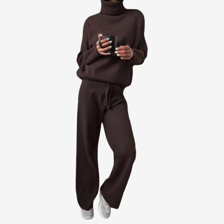 Women’s Two-Piece Turtleneck Top and Wide-Leg Pants Set