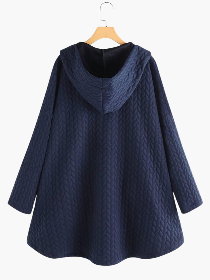 Women’s Hooded Winter Coat with Button-Up Front and Long Length