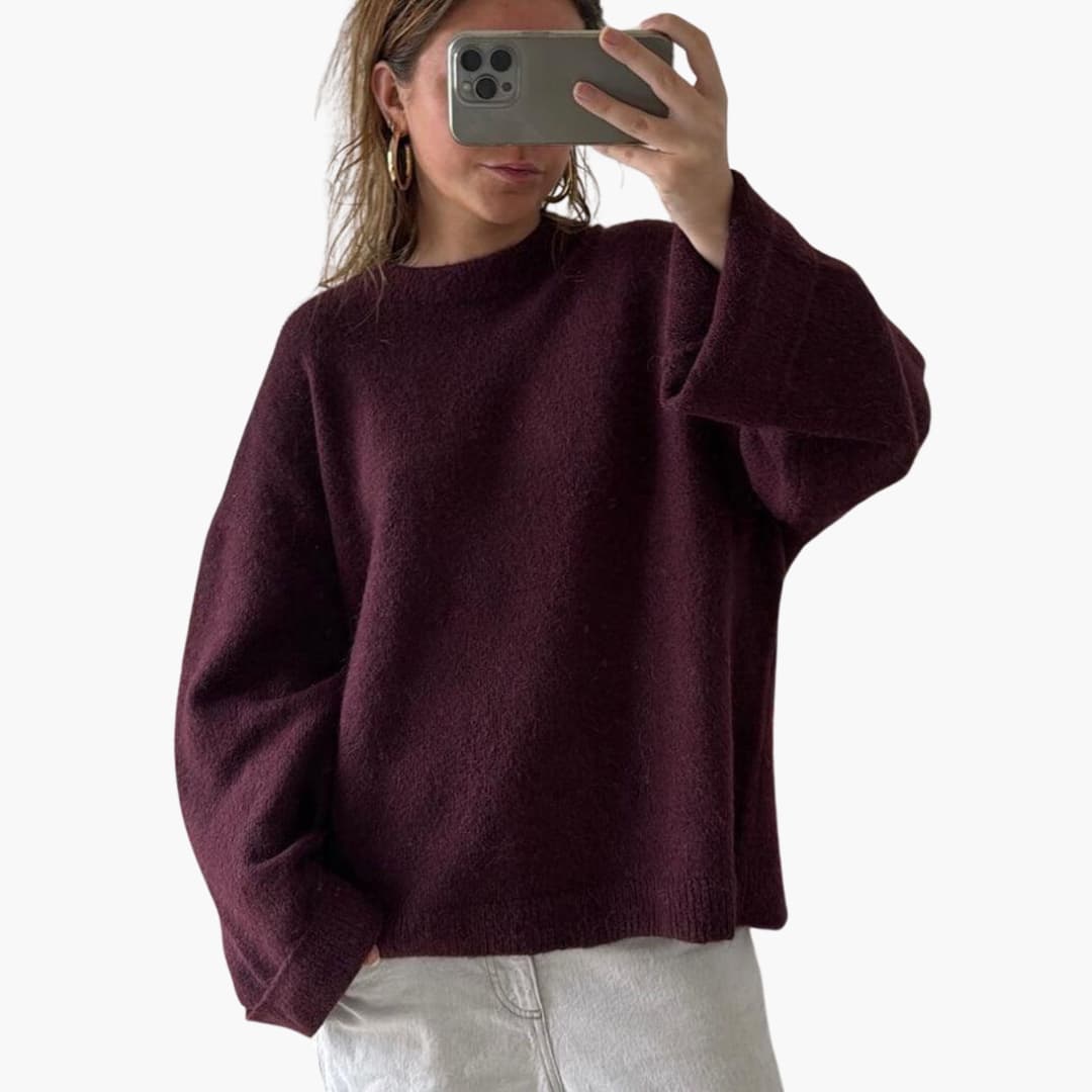Burgundy Knit Sweater for Women - Cozy &amp; Stylish Comfort -  Made By Riley
