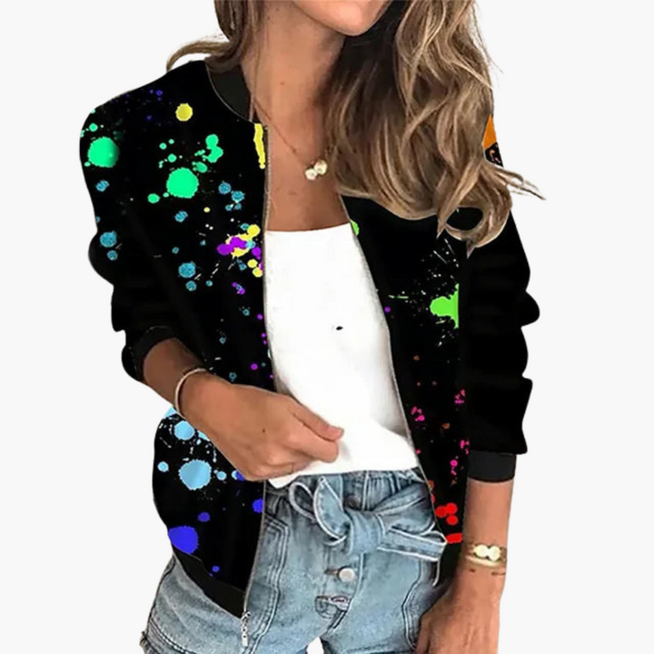 Women’s Jacket with Zip Fastening and Floral Print