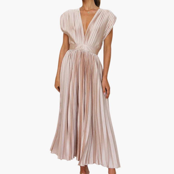 Women’s Midi Dress with Puff Sleeves and Floral Print