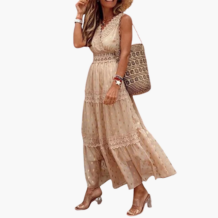 Women’s Maxi Dress with Halter Neck and Boho Prints