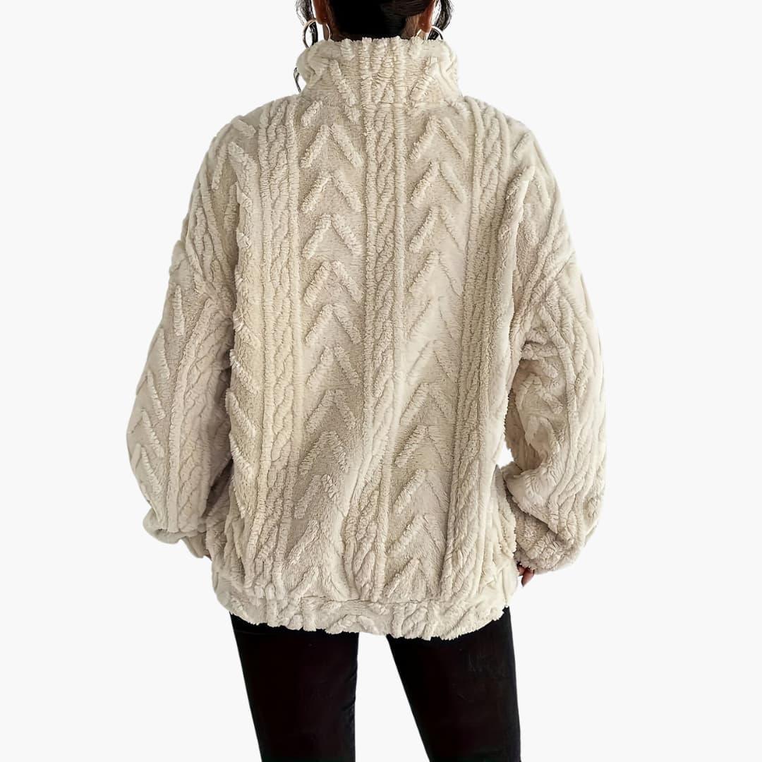Cable Knit Half-Zip Fleece Sweatshirt - Cosy Fit for Women -  Made By Riley