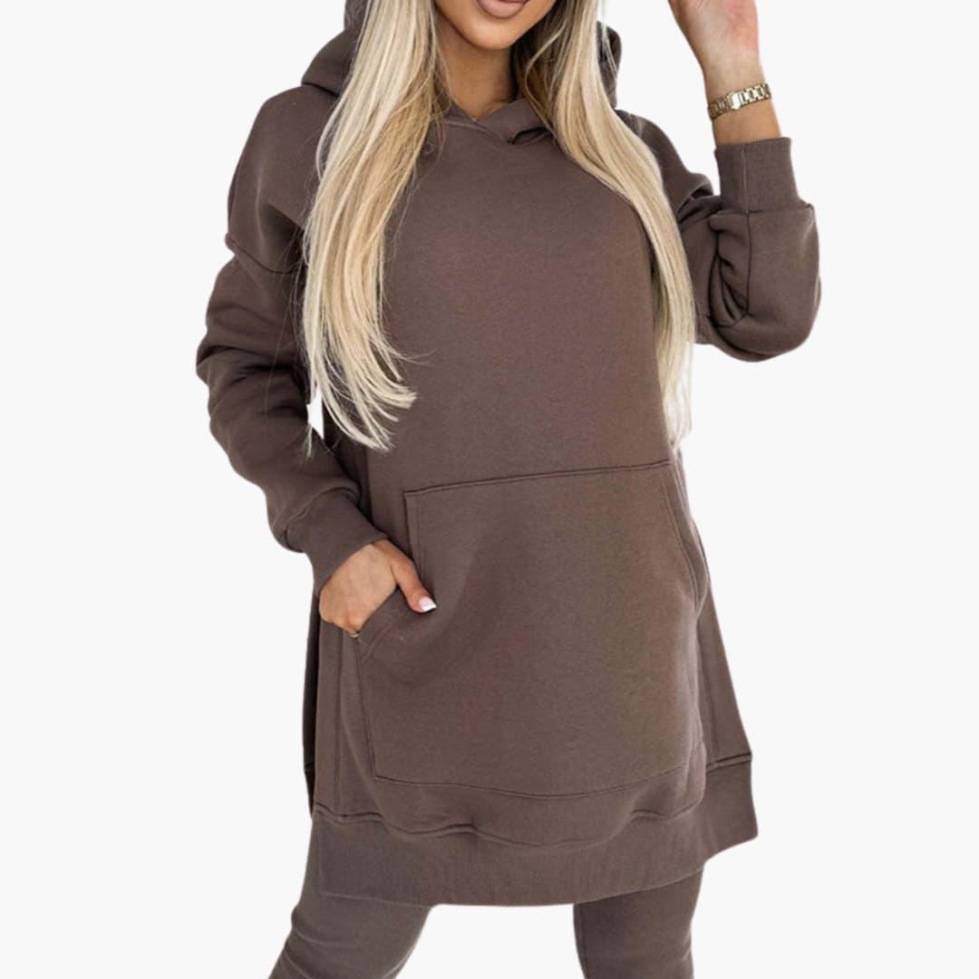 Women’s Two-Piece Hoodie and Leggings Set with Fitted Leggings