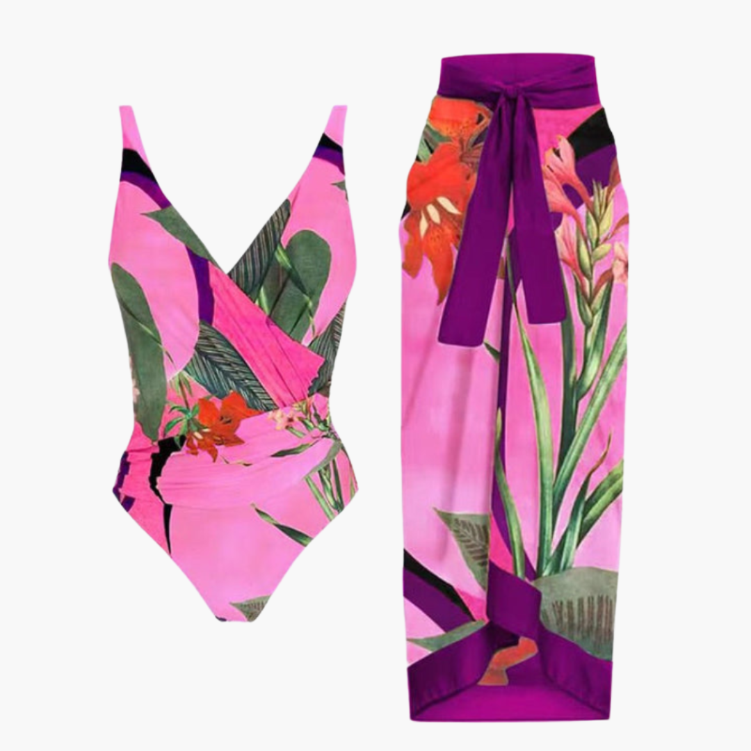 Women’s Swimsuit Set with Cover - Up and Fitted Silhouette