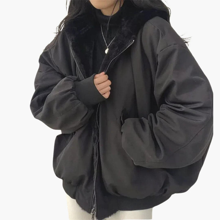 Women’s Reversible Jacket with Balloon Sleeves and Dual Surfaces