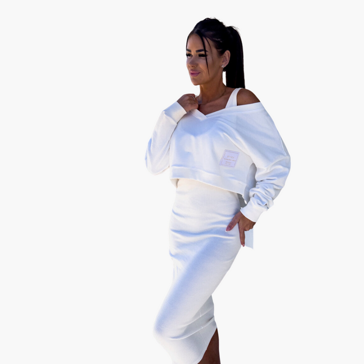 Women’s Two-Piece Sweatshirt and Midi Dress Set