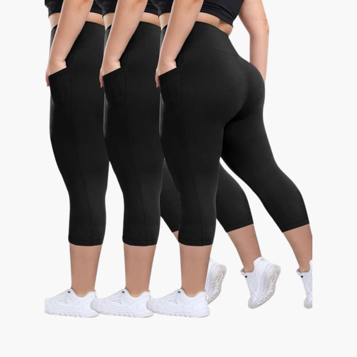 Women’s High-Waisted Capri Pants with Pockets