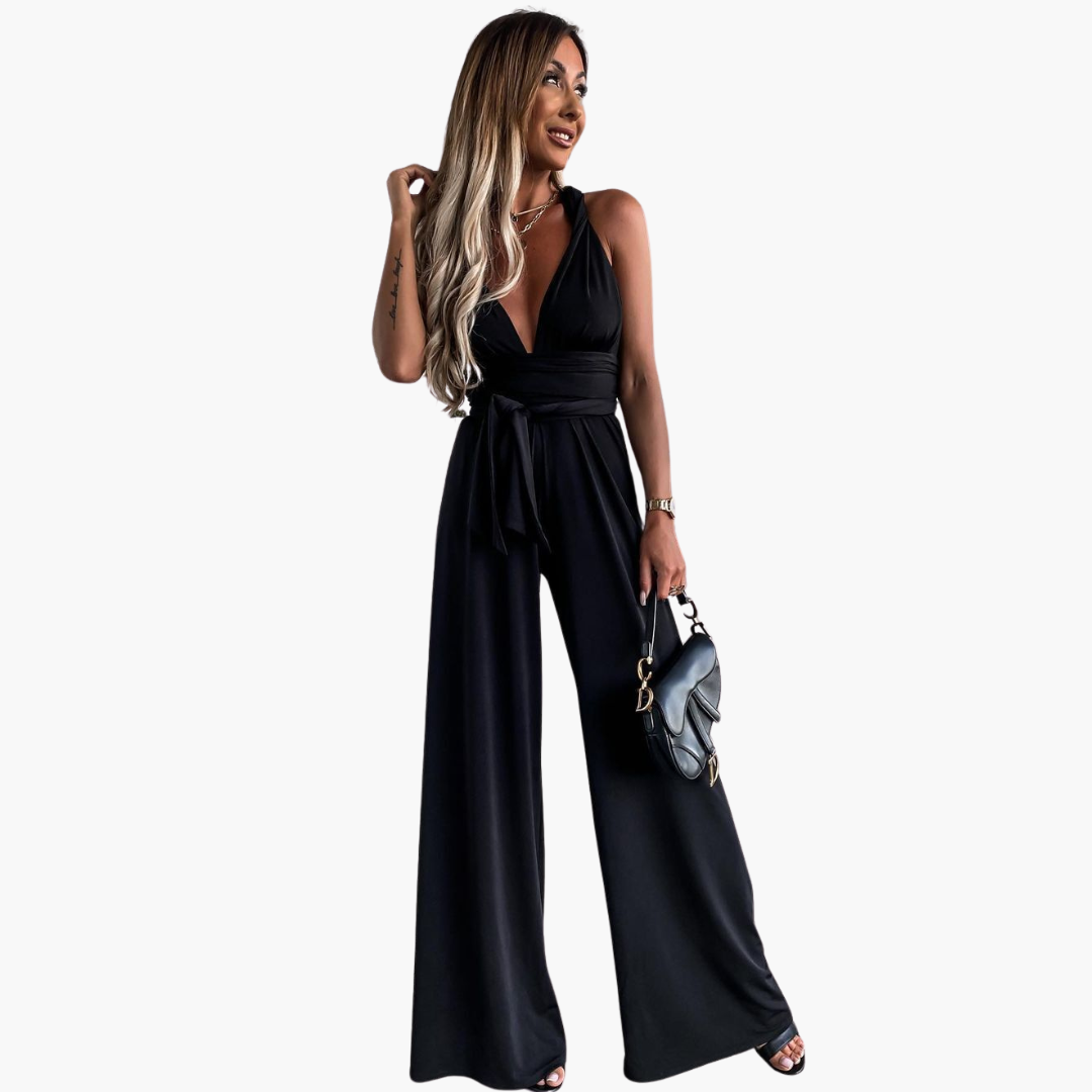 Women’s Jumpsuit with V-Neck and Wide-Leg