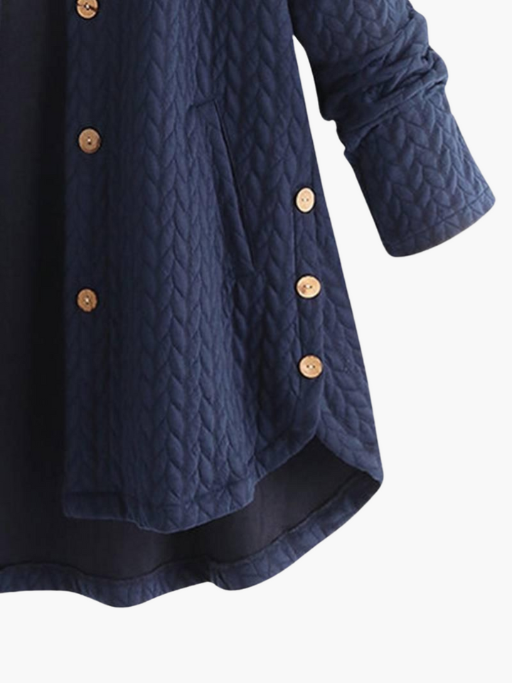 Women’s Hooded Winter Coat with Button-Up Front and Long Length