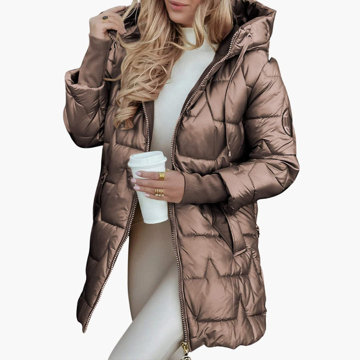 Women’s Padded Winter Coat with Hood and Zip Closure