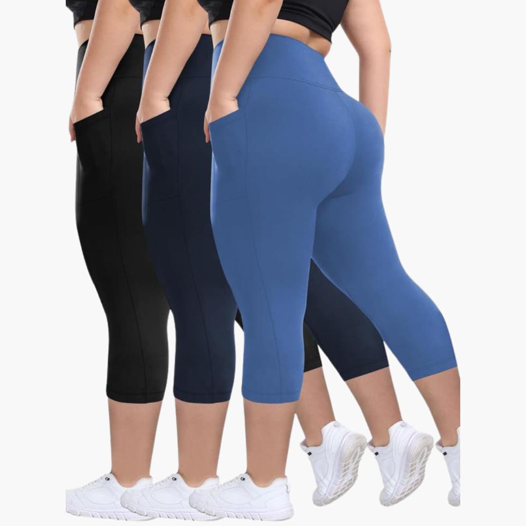 Women’s High-Waisted Capri Pants with Pockets