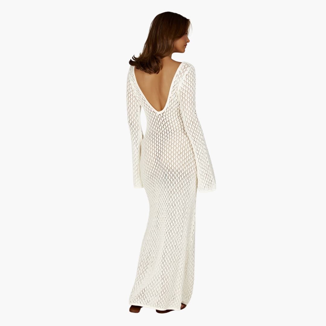 Women’s Beach Cover-Up Dress with V-Neck and Tie Closure