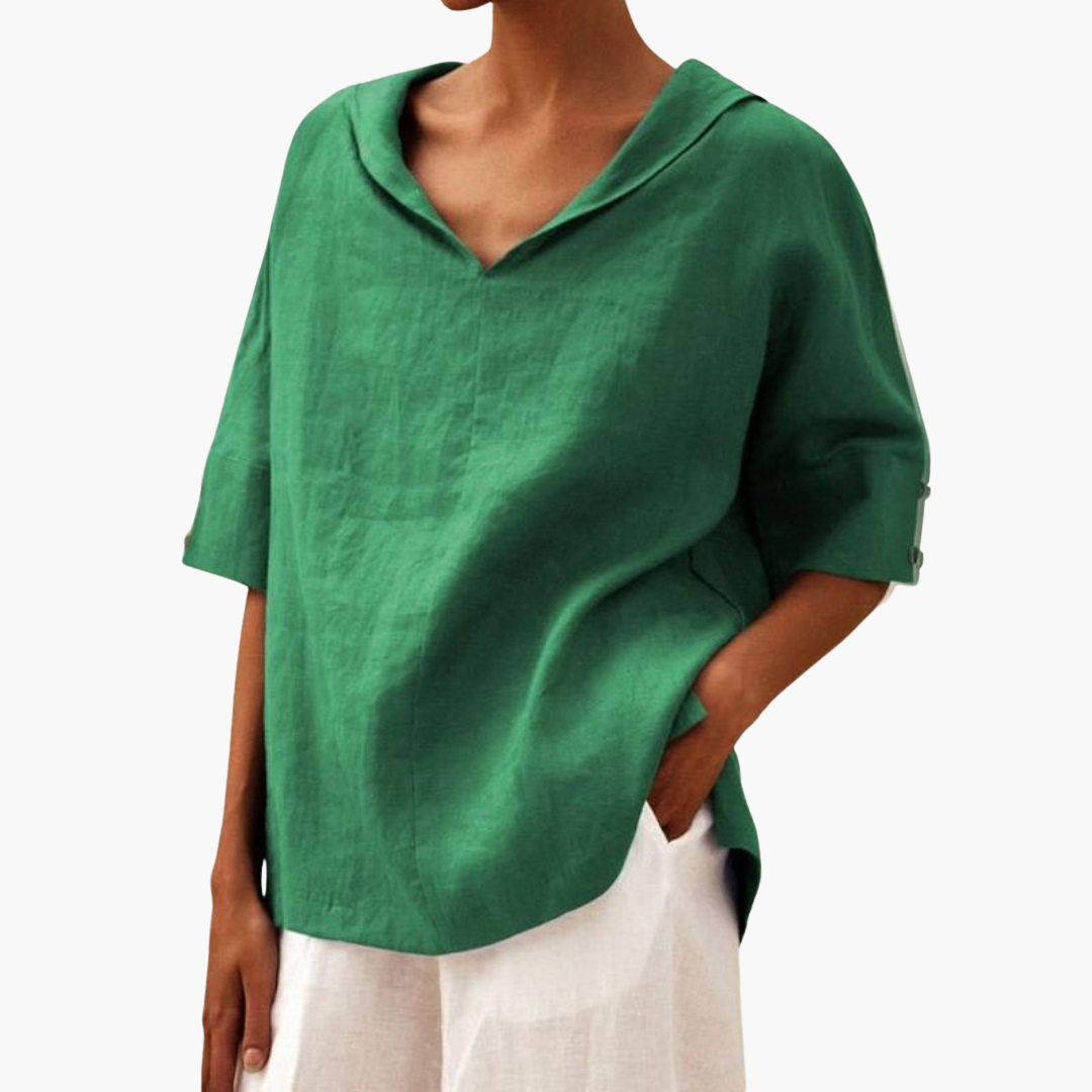 Women’s Casual Blouse with Striped Pattern and Flowy Fit