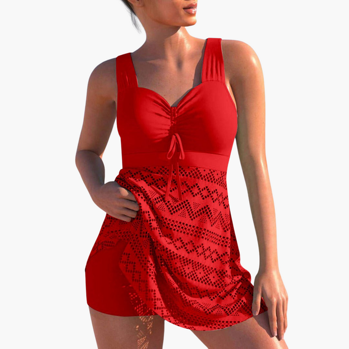 Women’s Tankini Set with Adjustable Straps and Padded Cups