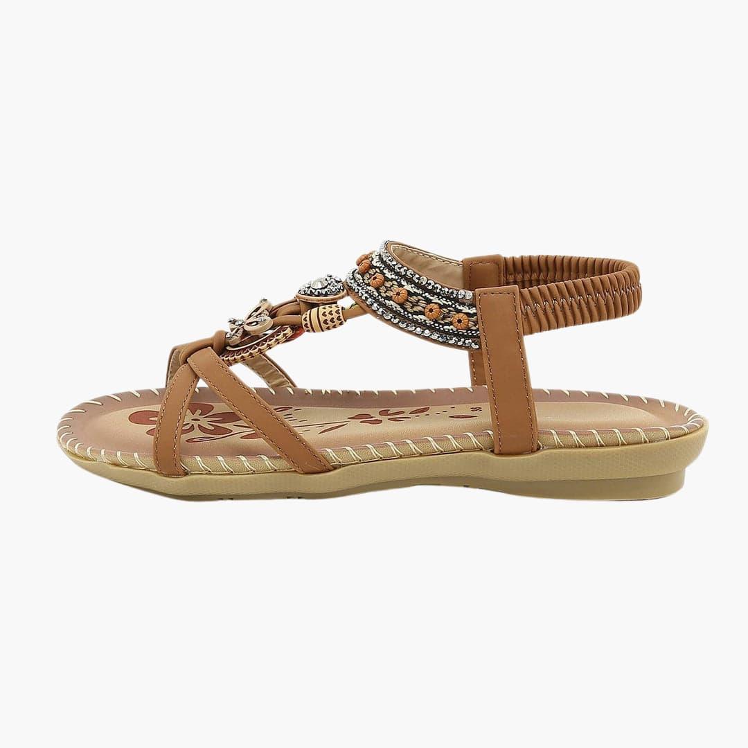 Beaded Boho Flat Sandals for Women – Elastic Strap Comfort -  Made By Riley