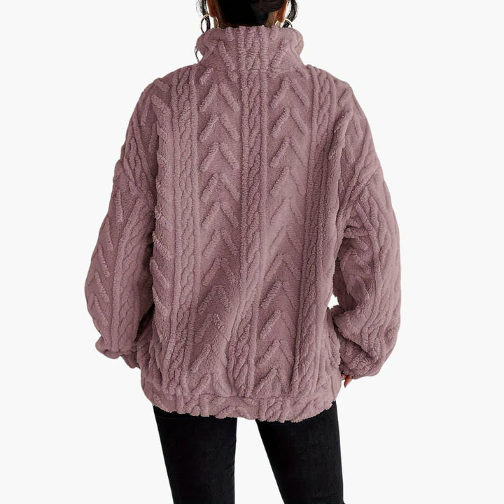 Cable Knit Half-Zip Fleece Sweatshirt - Cosy Fit for Women -  Made By Riley