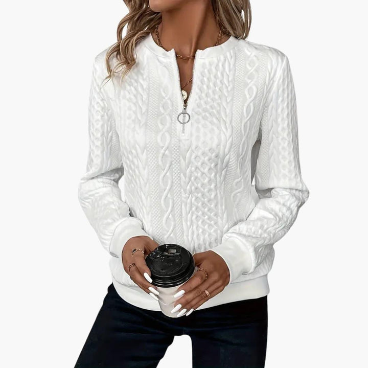 Cable Knit Zip Sweater – Women&