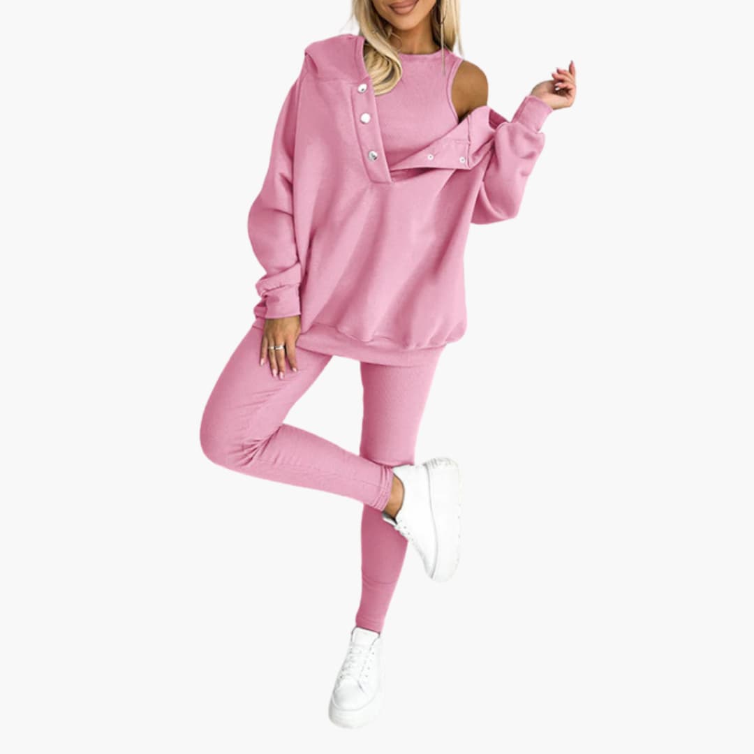 Women’s Three-Piece Lounge Set with Vest Long Sleeve Top and Pants
