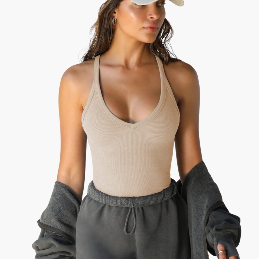 Women’s Sleeveless Top with V-Neck and Stretch Fit