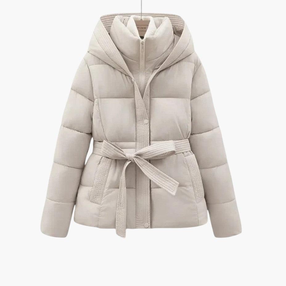 Belted Puffer Jacket with Hood – Women's Winter Quilted Coat -  Made By Riley