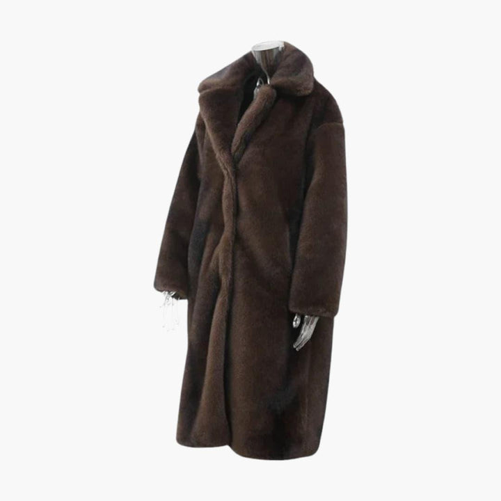 Women’s Longline Winter Coat with Button Fastening and Lining