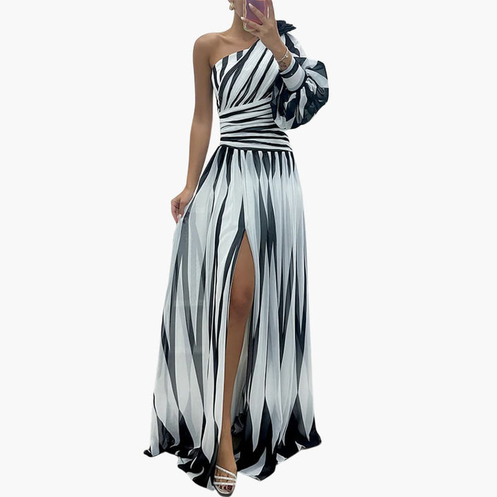 Women’s Maxi Dress with One Shoulder Design and Side Split