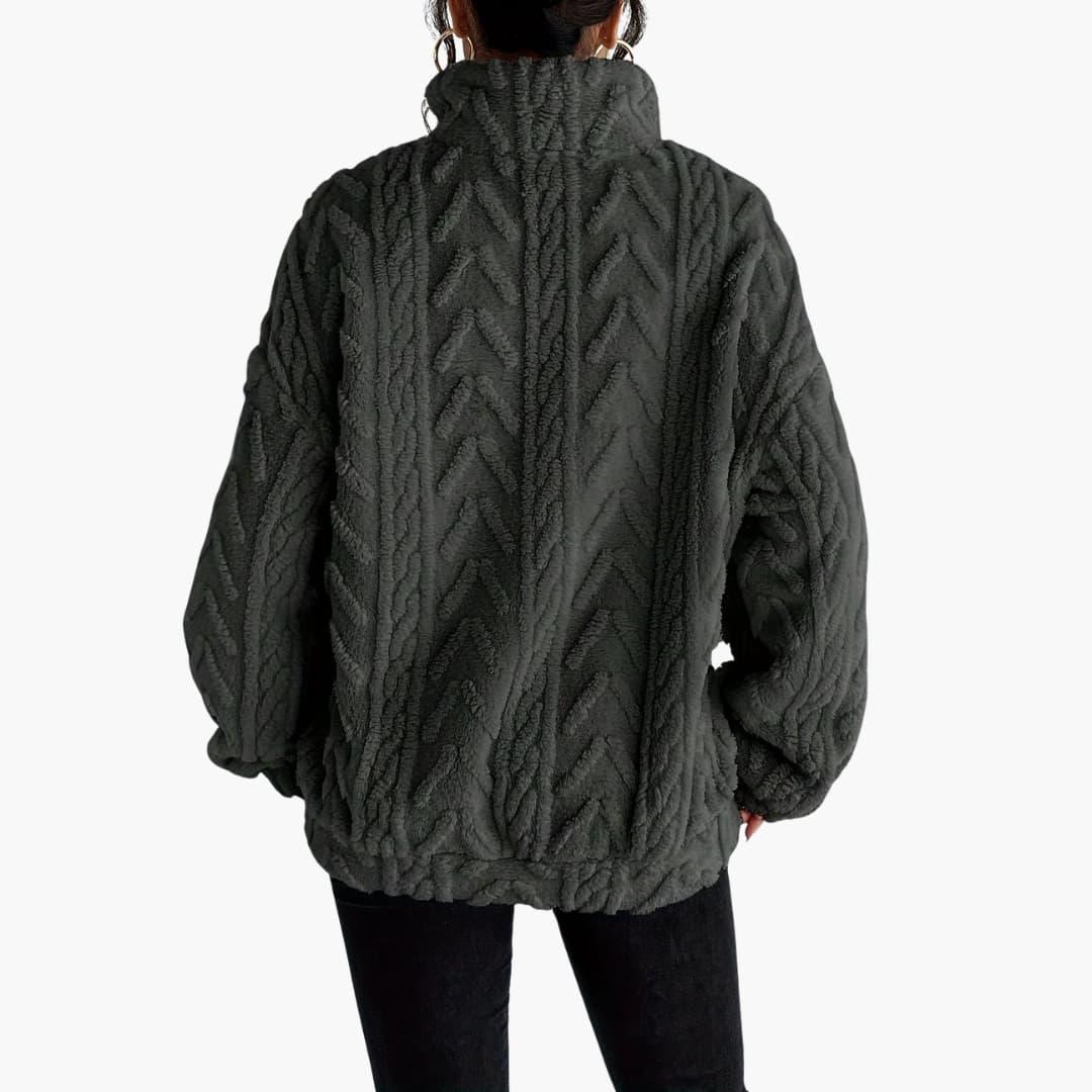 Cable Knit Half-Zip Fleece Sweatshirt - Cosy Fit for Women -  Made By Riley
