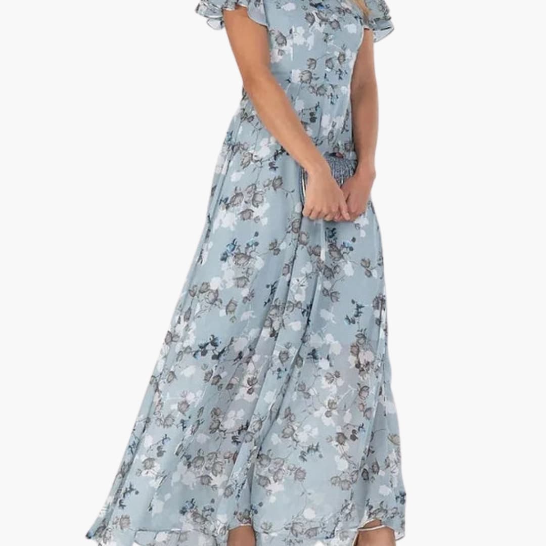 Women’s Dress with V-Neckline and Flutter Sleeves