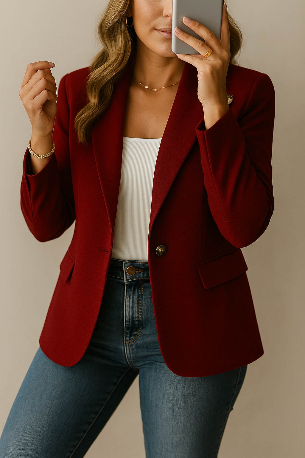 Tailored Blazer Women – Single Button Work Jacket, Fitted