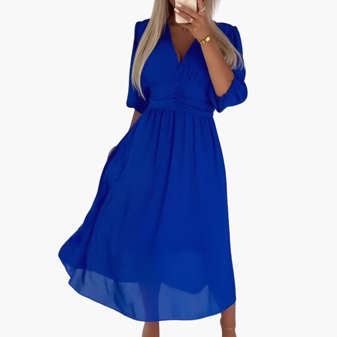 Women’s Wrap Dress with V Neck and Adjustable Tie