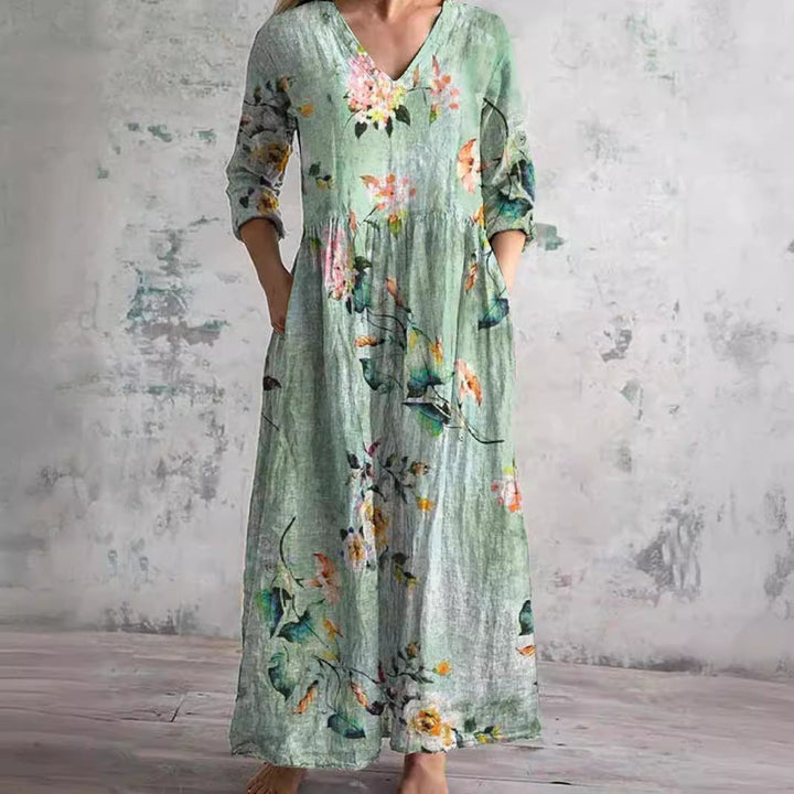 Floral V-Neck Summer Dress Women – Lightweight Day Dress