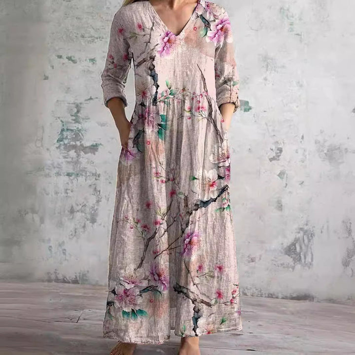 Floral V-Neck Summer Dress Women – Lightweight Day Dress