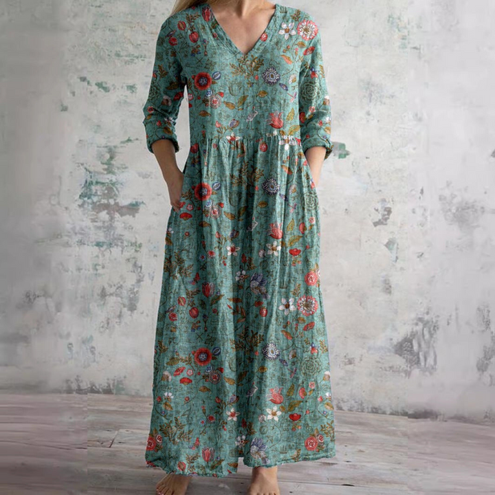 Floral V-Neck Summer Dress Women – Lightweight Day Dress