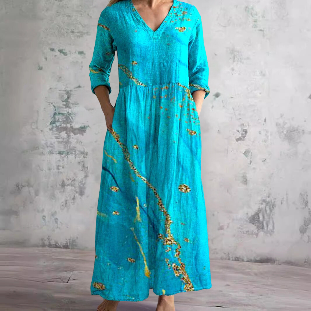 Floral V-Neck Summer Dress Women – Lightweight Day Dress
