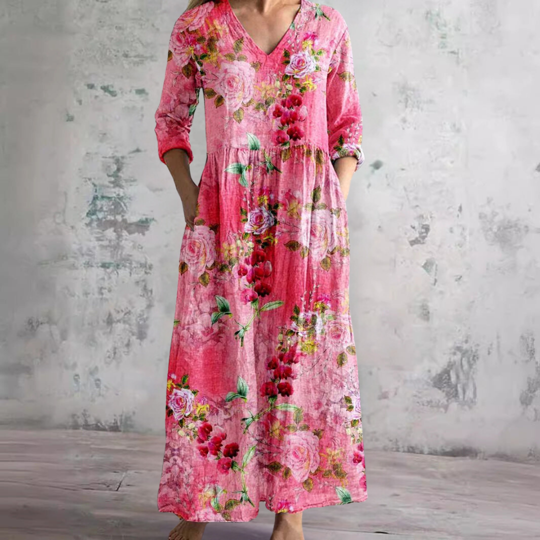 Floral V-Neck Summer Dress Women – Lightweight Day Dress