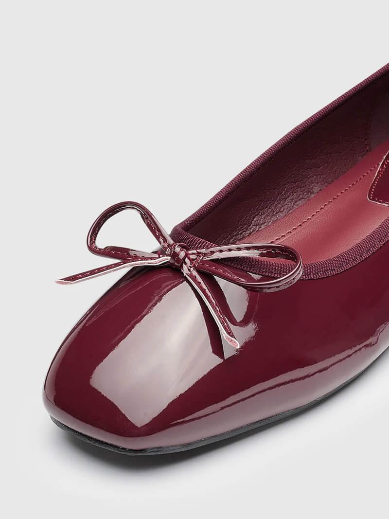 Bow-Detail Vegan Leather Ballet Flats - Women's Slip-On Comfort -  Made By Riley