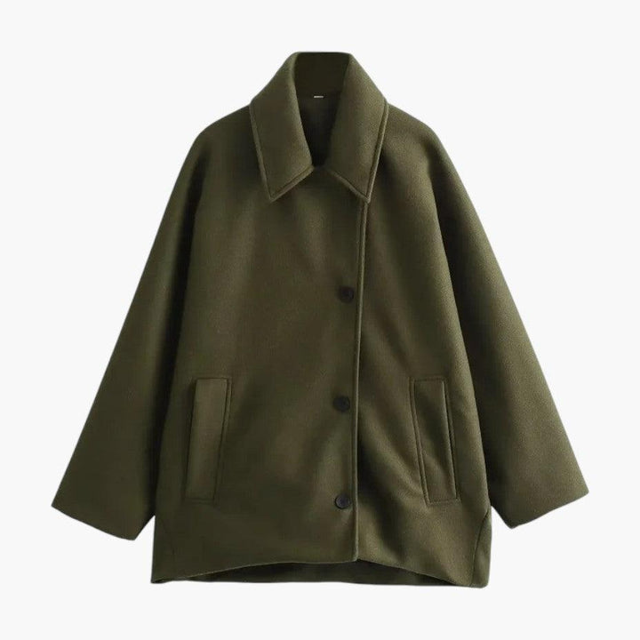 Women’s Winter Coat with Button Fastening and Shaped Silhouette